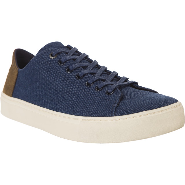 Toms Lienzo lavado cuero para hombre 862 marrón azul marino