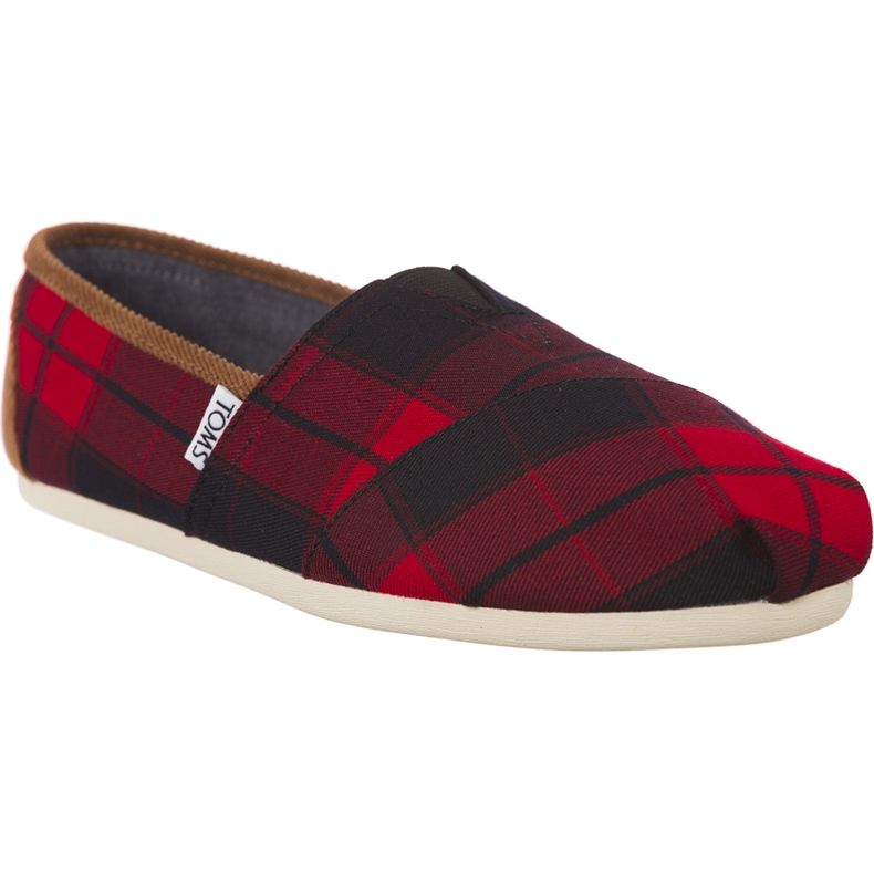 Toms Plaid Womens Classic Alpargata 945 negro rojo