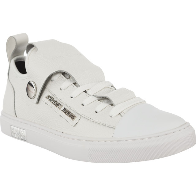 Armani Jeans Zapatilla De Mujer De Cuero 9252537A663 41610 blanco