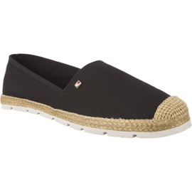 Alpargatas planas de algodón Tommy Hilfiger negro