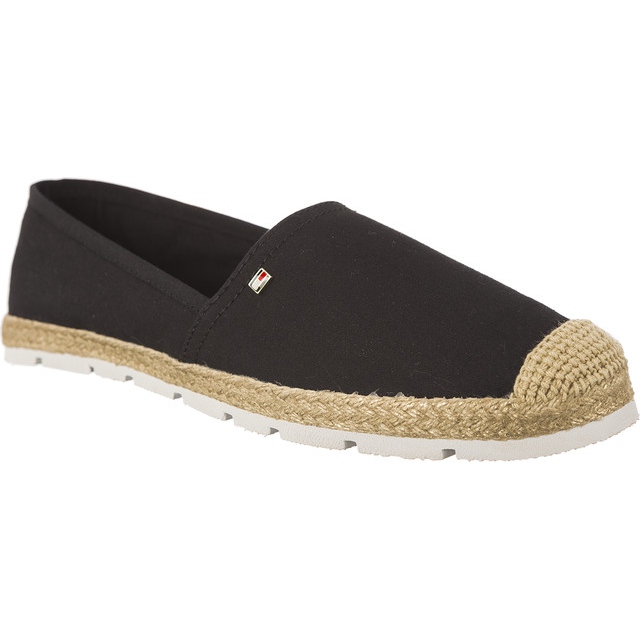 Alpargatas planas de algodón Tommy Hilfiger negro