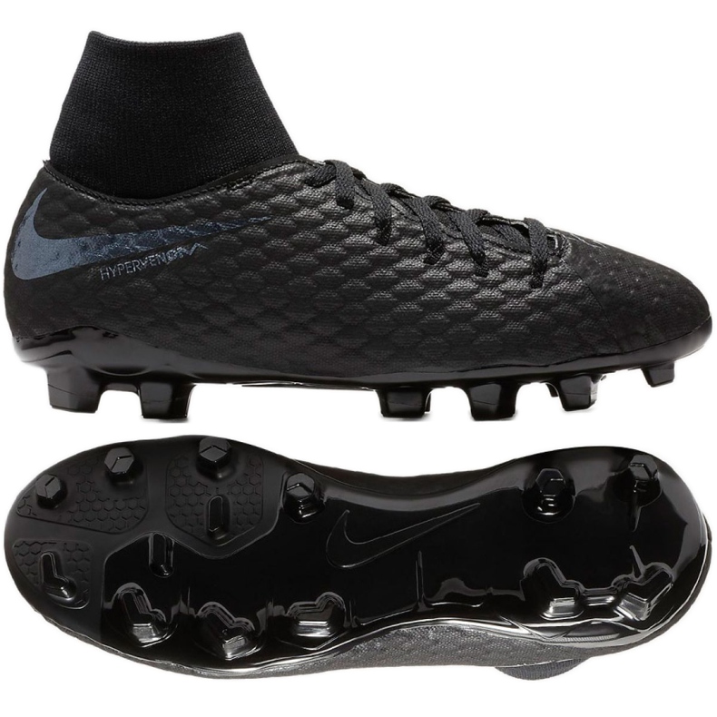 Nike Hypervenom Phantom 3 Academy Df Fg Jr AH7287-001 zapatos de fútbol negro negro