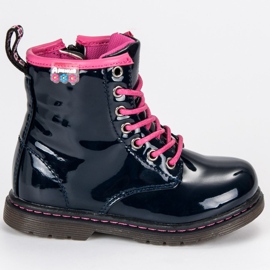 American Club Botines americanos laqueados. azul