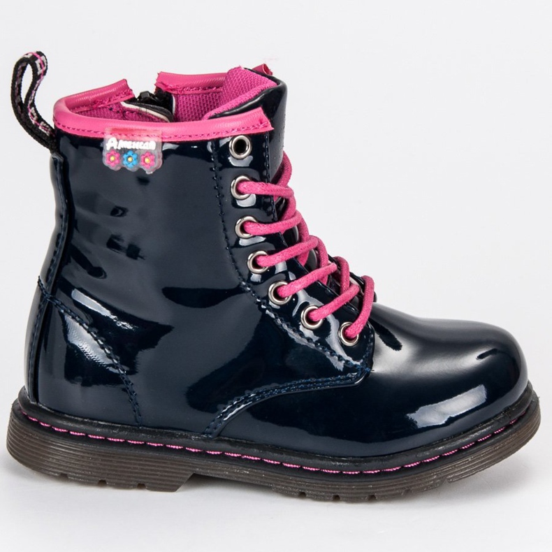 American Club Botines americanos laqueados. azul