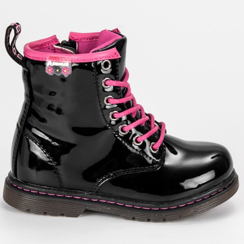 American Club Botines americanos laqueados. negro