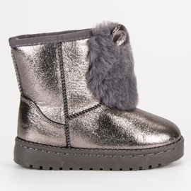 Vinceza Botas de nieve plateadas con piel gris