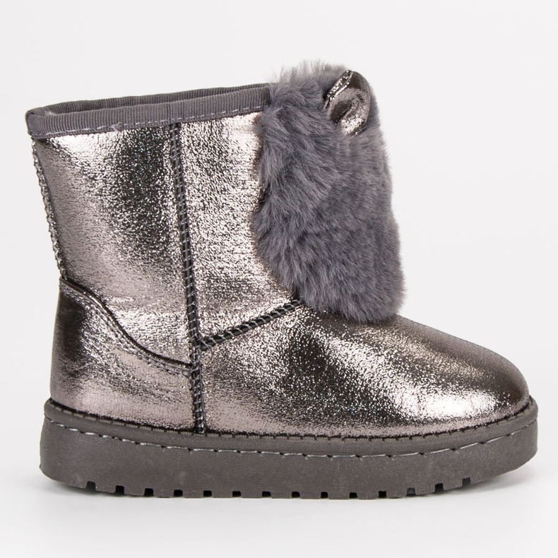 Vinceza Botas de nieve plateadas con piel gris