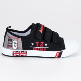 American Club Zapatillas Negras En Velcro Americano negro