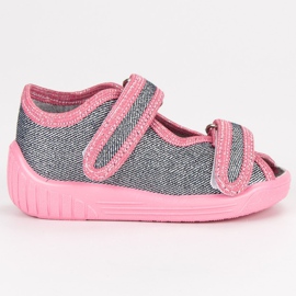 Zapatillas En Velcro gris rosa