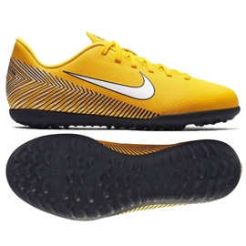 Nike Mercurial Vapor 12 Club Neymar Tf Jr AO9478-710 zapatos de fútbol amarillo amarillo