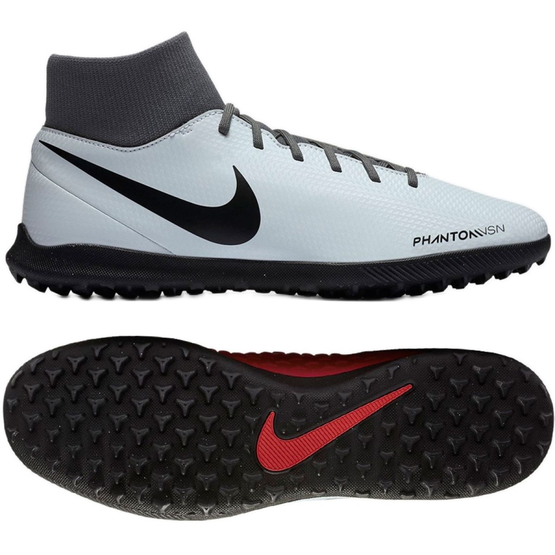 Nike Phantom Vsn Club Df Tf AO3273-060 zapatos de fútbol blanco gris
