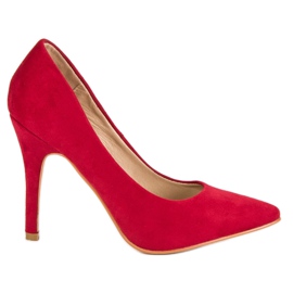 Tacones de ante rojos