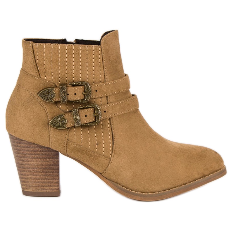 Corina Botines de ante en el poste marrón Corina Botines de ante en el poste marrón