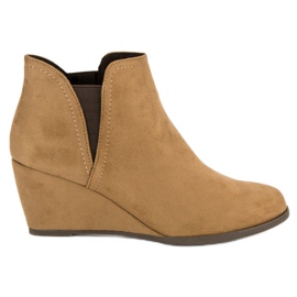 Corina Botas cuña camel marrón