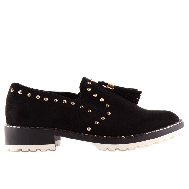 Mocasines negros con tachuelas U-6250 Negro