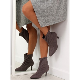 Gris F183 Botas grises con tacón