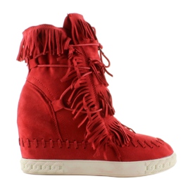 Deportivas de ante con flecos BL-10 Rojo Deportivas de ante con flecos BL-10 Rojo