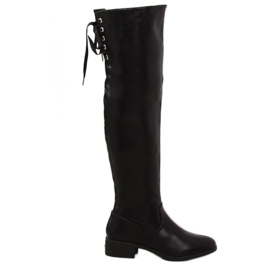 Negro A-12 Botas mosquetero negras