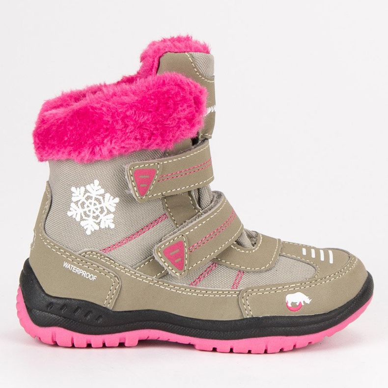 Botas de nieve gris rosado