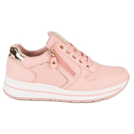 Zapatillas con cremallera decorativa rosa