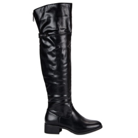 Botas negras hasta el muslo con cremallera negro