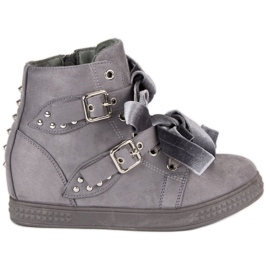 Super Me Zapatillas grises con lazos