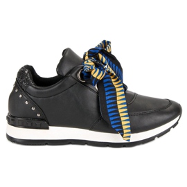 Zapatillas de deporte atadas de moda negro