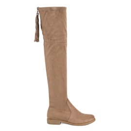 Super Me Botas de gamuza hasta el muslo marrón