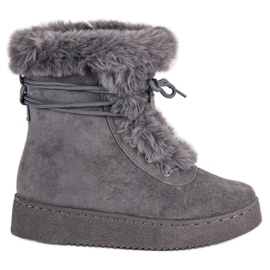 Botas de nieve atadas grises Botas de nieve atadas grises