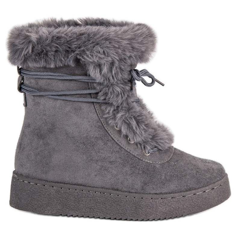 Botas de nieve atadas grises