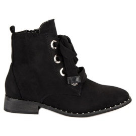 Botas de ante con cordones negro