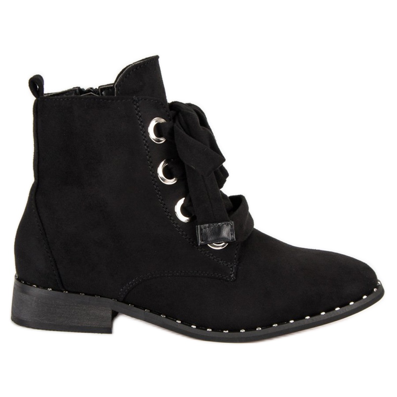 Botas de ante con cordones negro