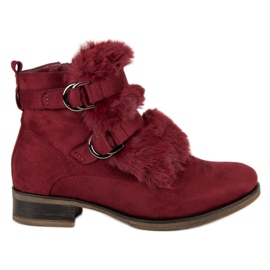 Botas granate con pelo negro rojo