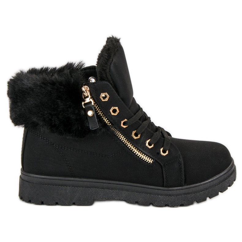 Botines cálidos y atados negro