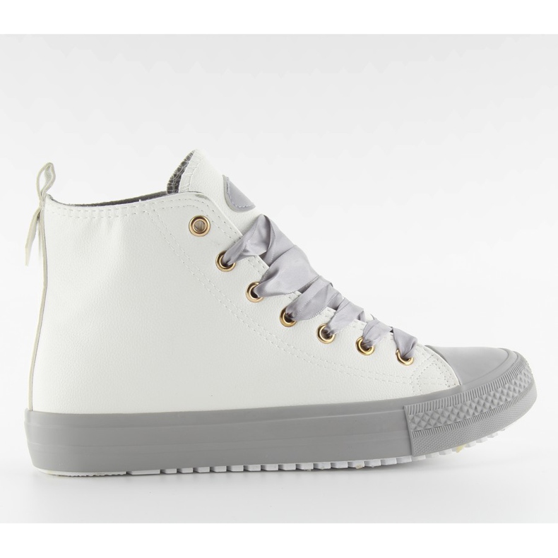 Zapatillas para el tobillo con cordones dobles. blanco gris Zapatillas para el tobillo con cordones dobles. blanco gris