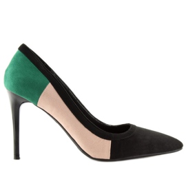 Stilettos de mujer tricolor LT104P NEGRO / ROSA / VERDE
