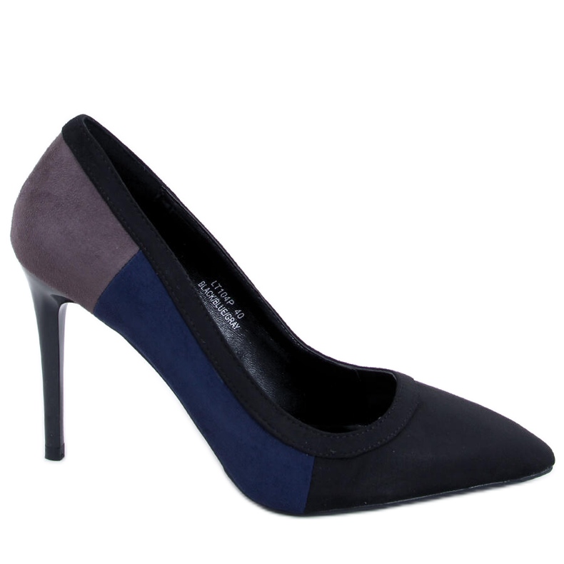 BM Stilettos de mujer tricolor LT104P NEGRO / AZUL / GRIS