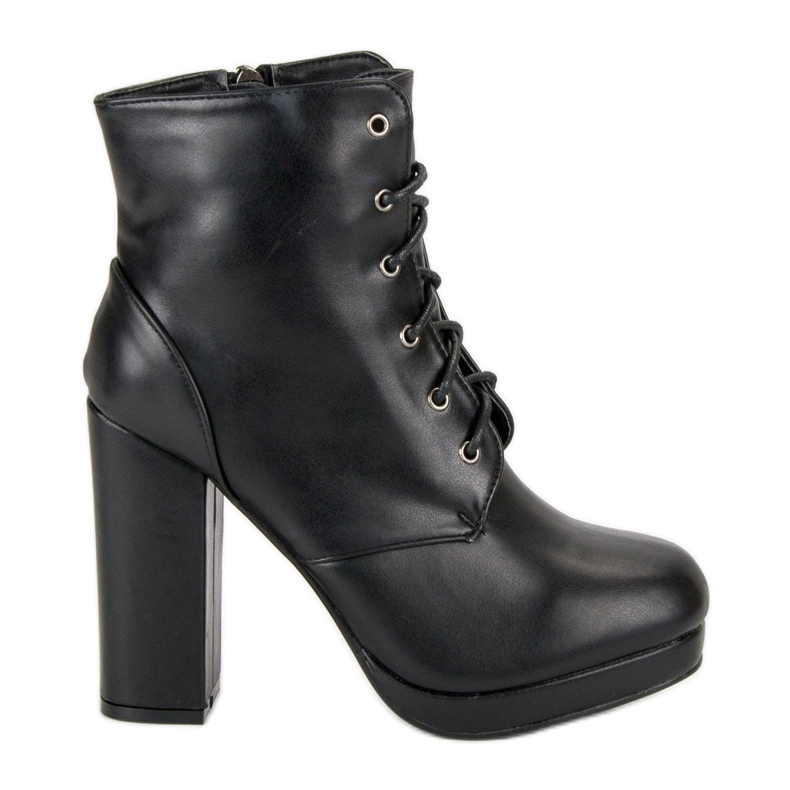 Small Swan Botas con cordones en el poste negro