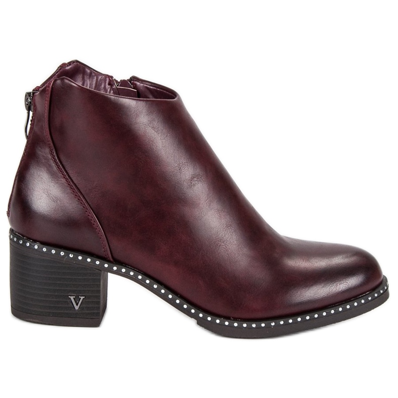Botines de tacón vinceza burdeos rojo