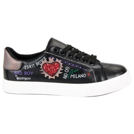 Zapatillas Negras Con Estampado negro