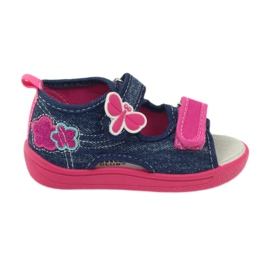 American Club Calzado infantil americano sandalias mariposas plantilla piel rosa azul marino