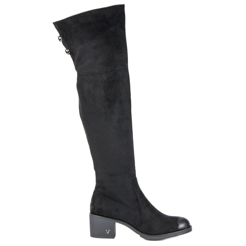 Botas hasta el muslo de tacón alto vinceza de ante negro