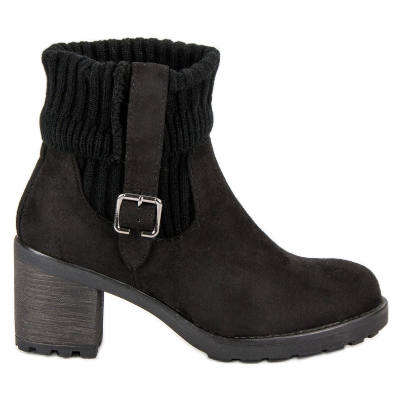 Seastar Botas de ante de tacón alto negro Seastar Botas de ante de tacón alto negro