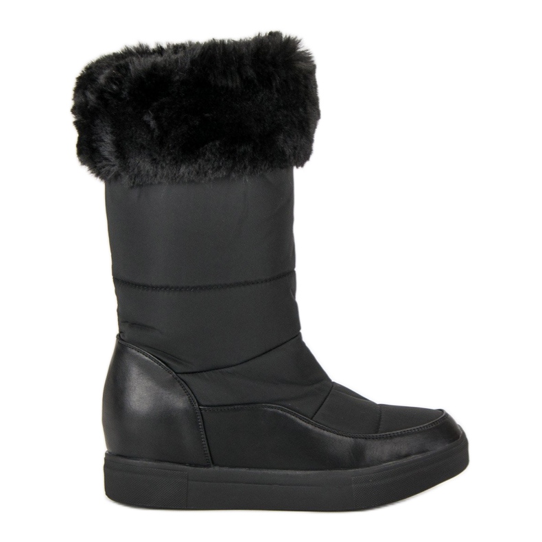 Seastar Botas de nieve negras con pelo negro