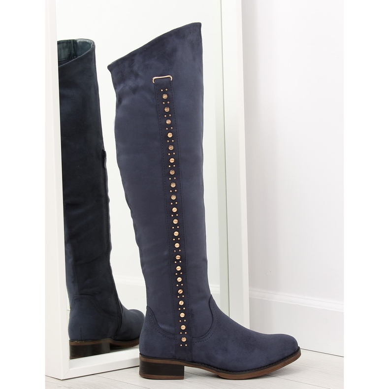 Botas sobre la rodilla, azul marino 990-PG blue