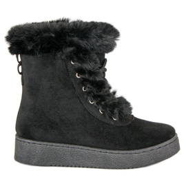 Botas de nieve atadas negras negro Botas de nieve atadas negras negro