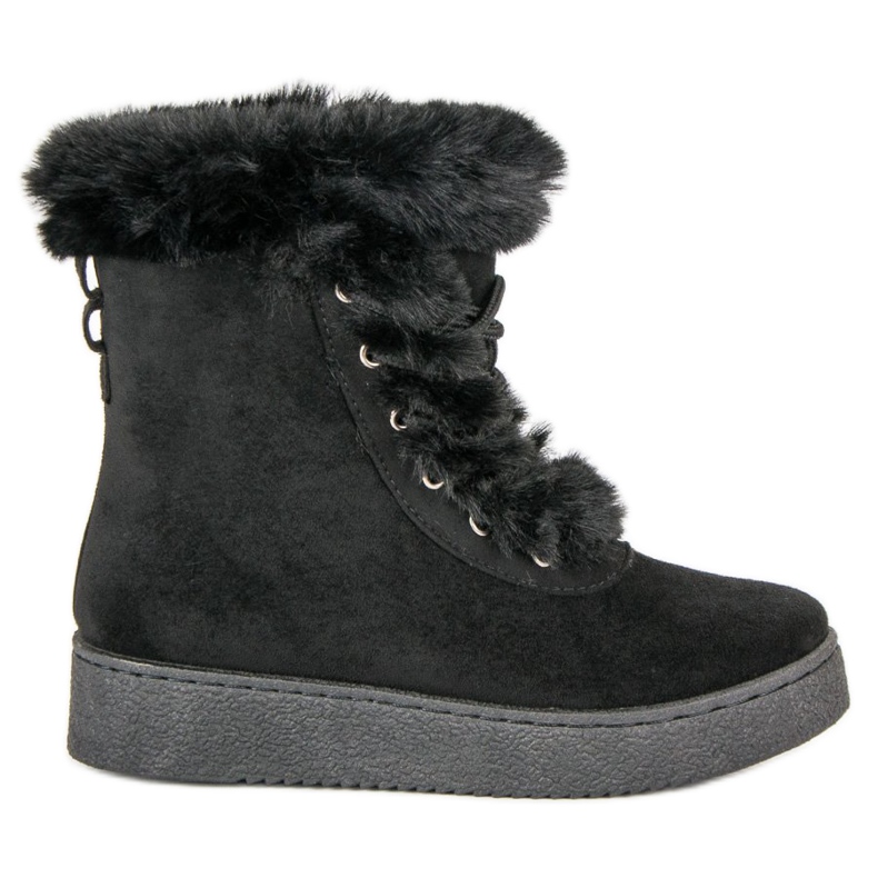 Botas de nieve atadas negras negro