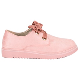 Zapatillas de ante con cordones rosa