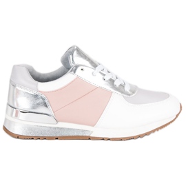 Betler Zapatos Deportivos Pastel blanco gris rosa