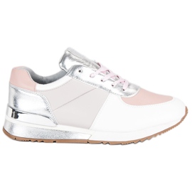 Betler Zapatos Deportivos Pastel blanco gris rosa